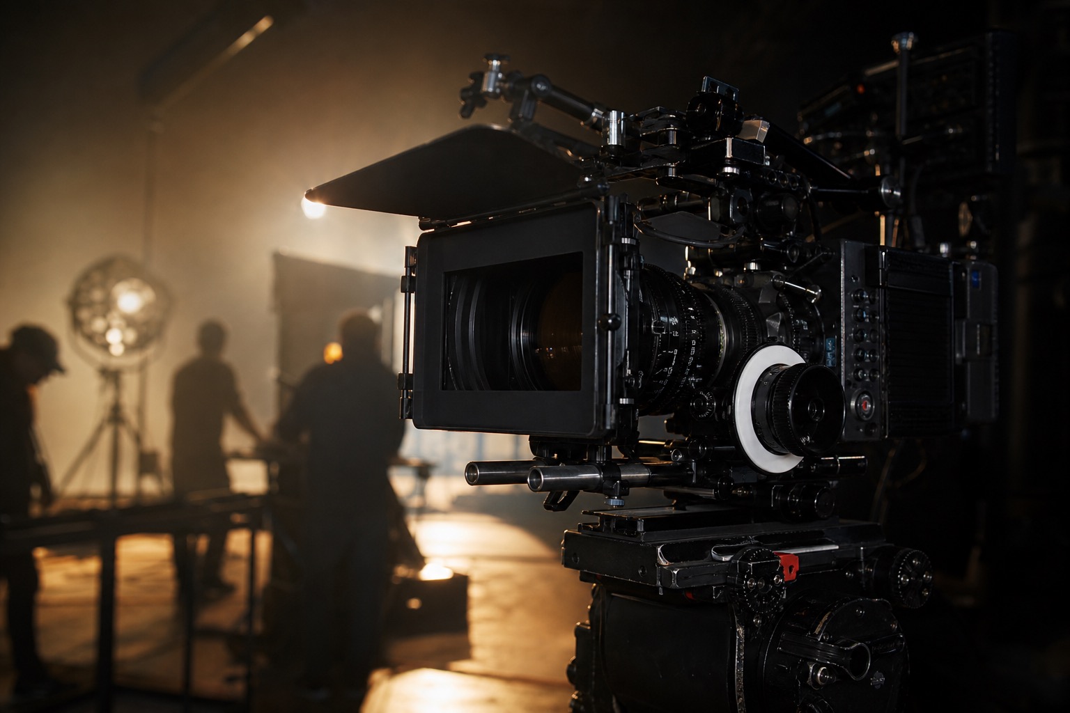 Professional cinema camera on a working film set